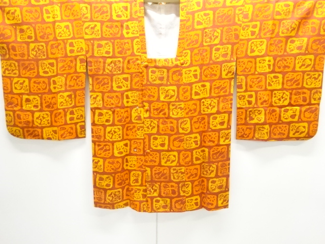 JAPANESE KIMONO / MICHIYUKI COAT / SILK / ABSTRACT FLOWERS